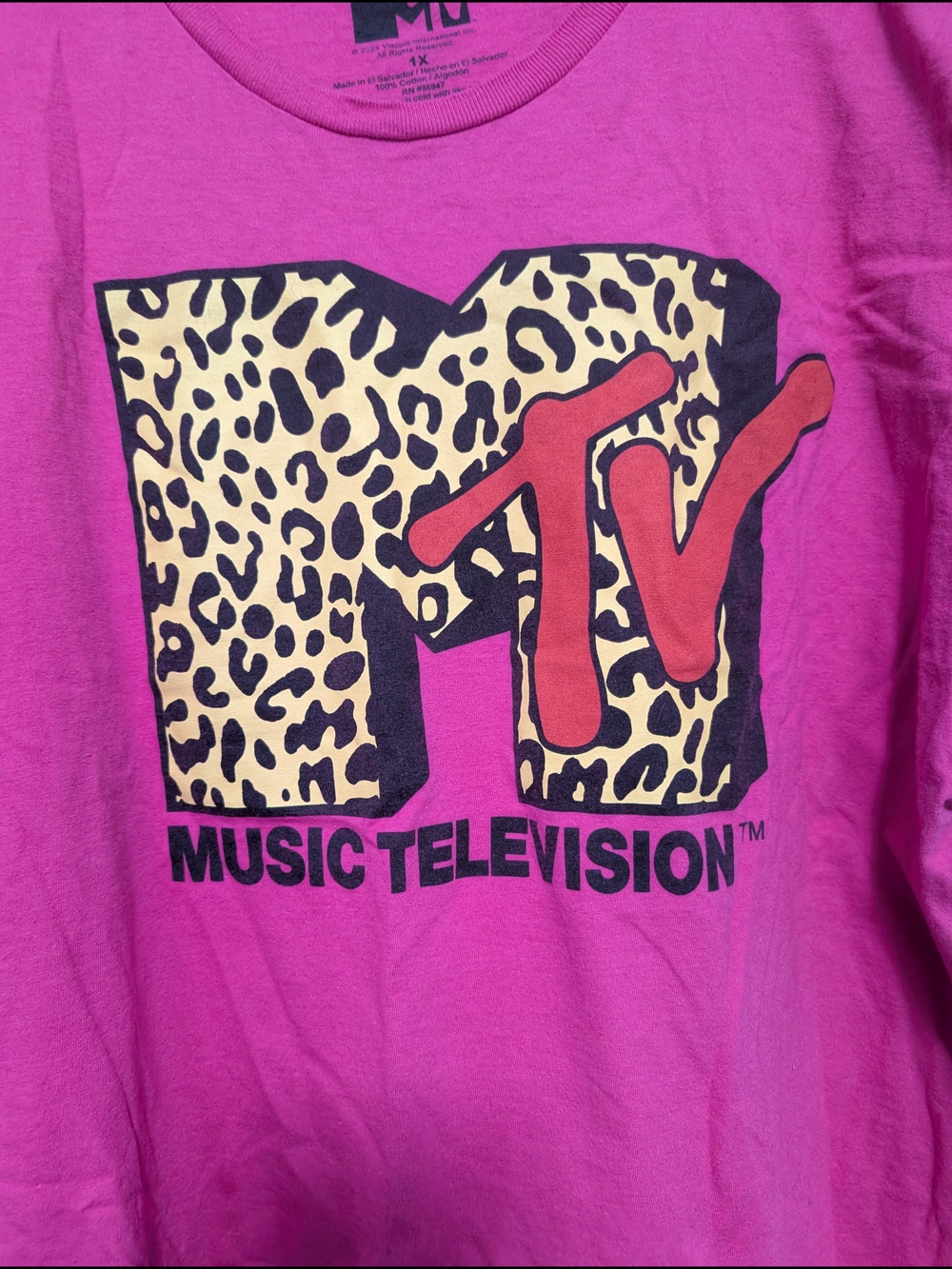 Fashion Nova MTV Leopard Cheetah Print Graphic T-Shirt Hot Pink 1X (EUC) - Picture 4 of 5